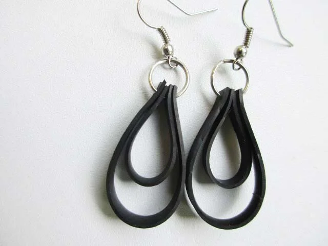 Drop Earrings made out of recycled bicycle Tires