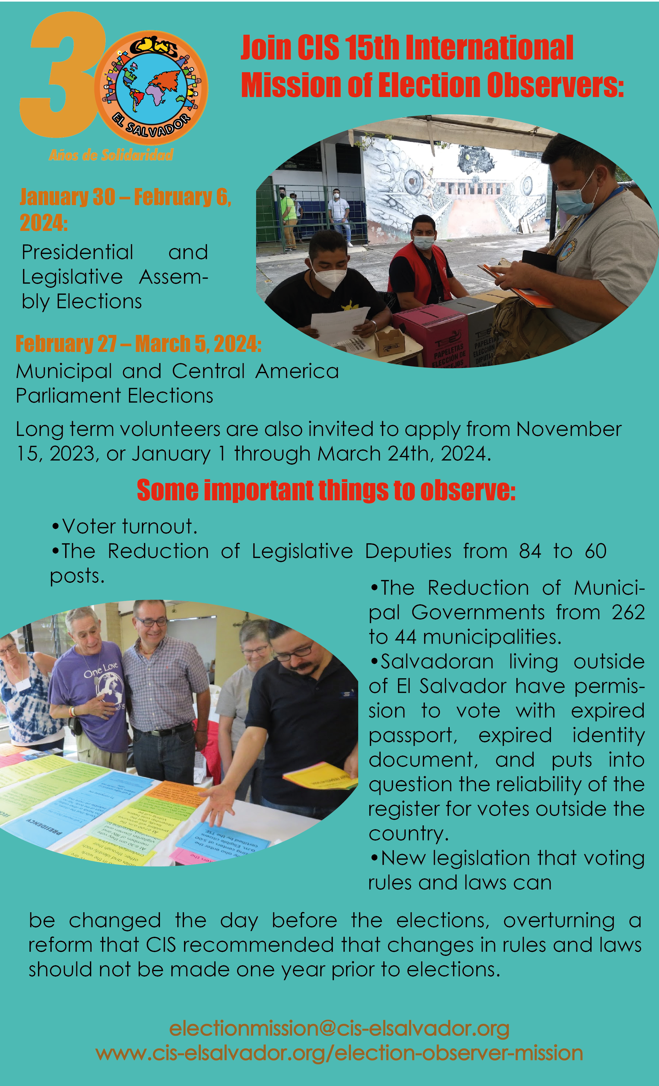 Únete a Nuestra Misión de Observación Electoral Número 15 y apoyemos la democracia de El Salvador