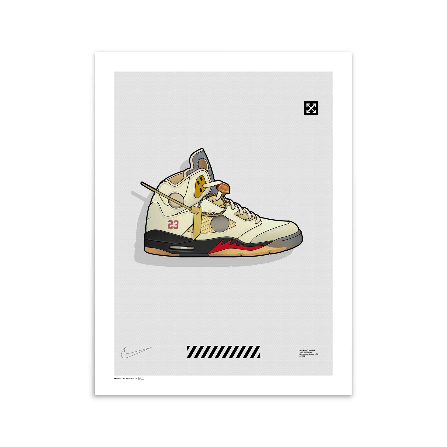 Off-White X Nike Air Jordan 5 'Sail' Poster — Sneakers Illustrated