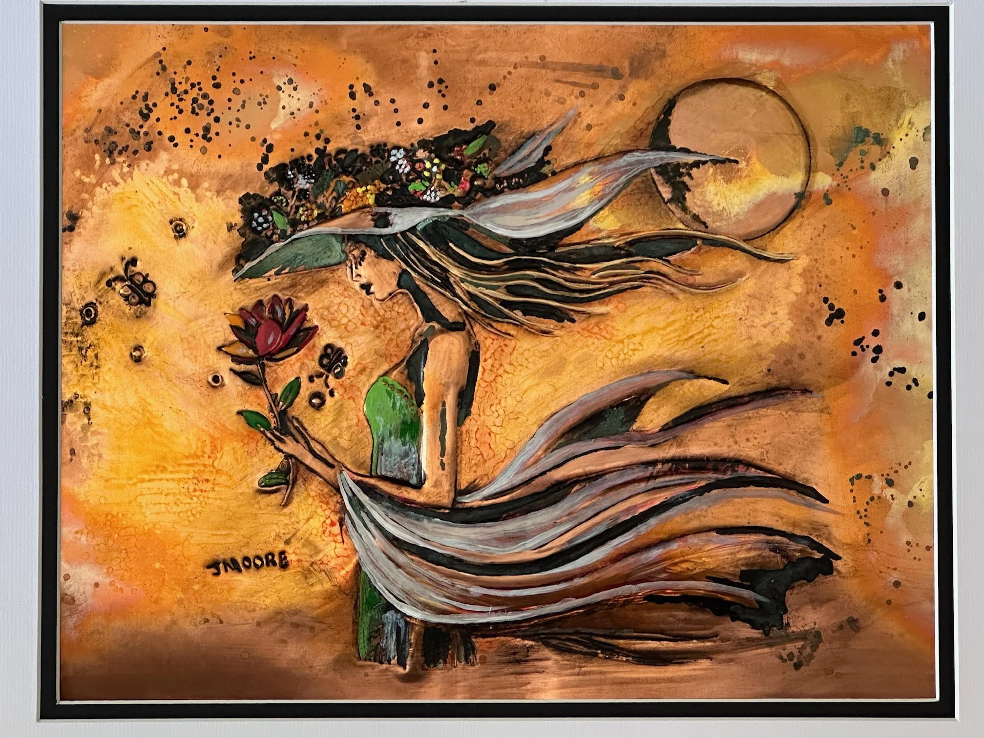 Golden Breeze -  Framed and Matted Metal Works