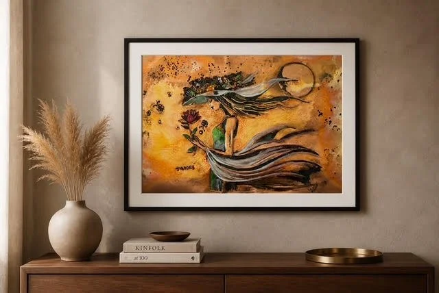 Golden Breeze -  Framed and Matted Metal Works