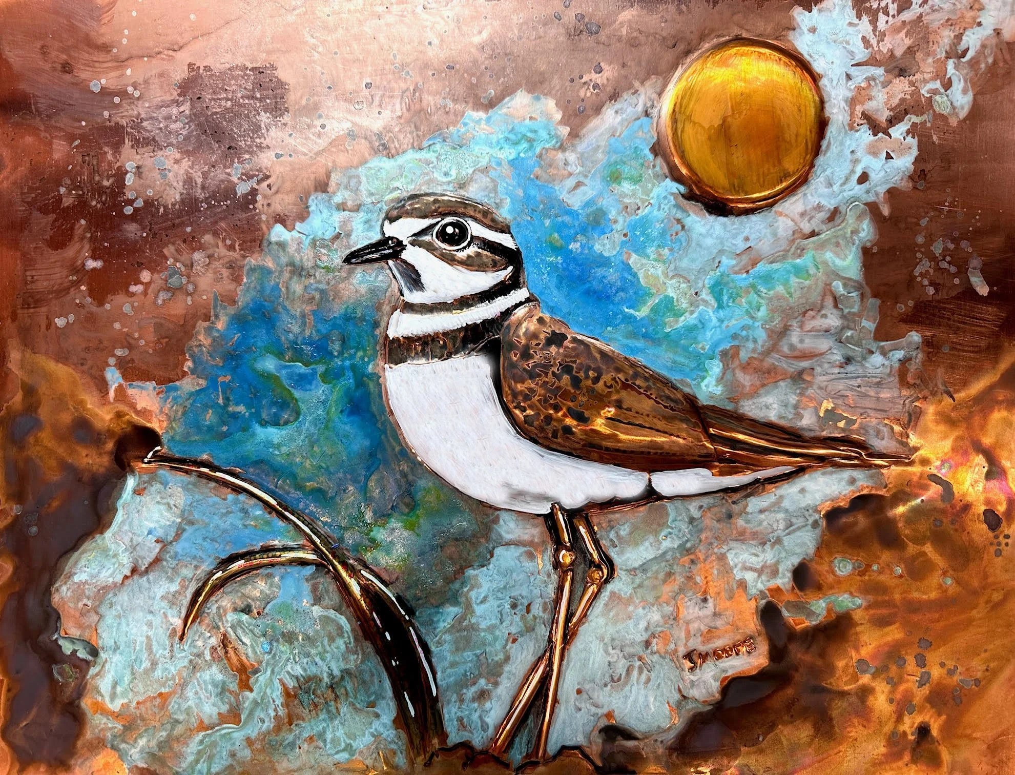 Sunkeeper on Burnished Skies-  Framed and Matted Copper Works