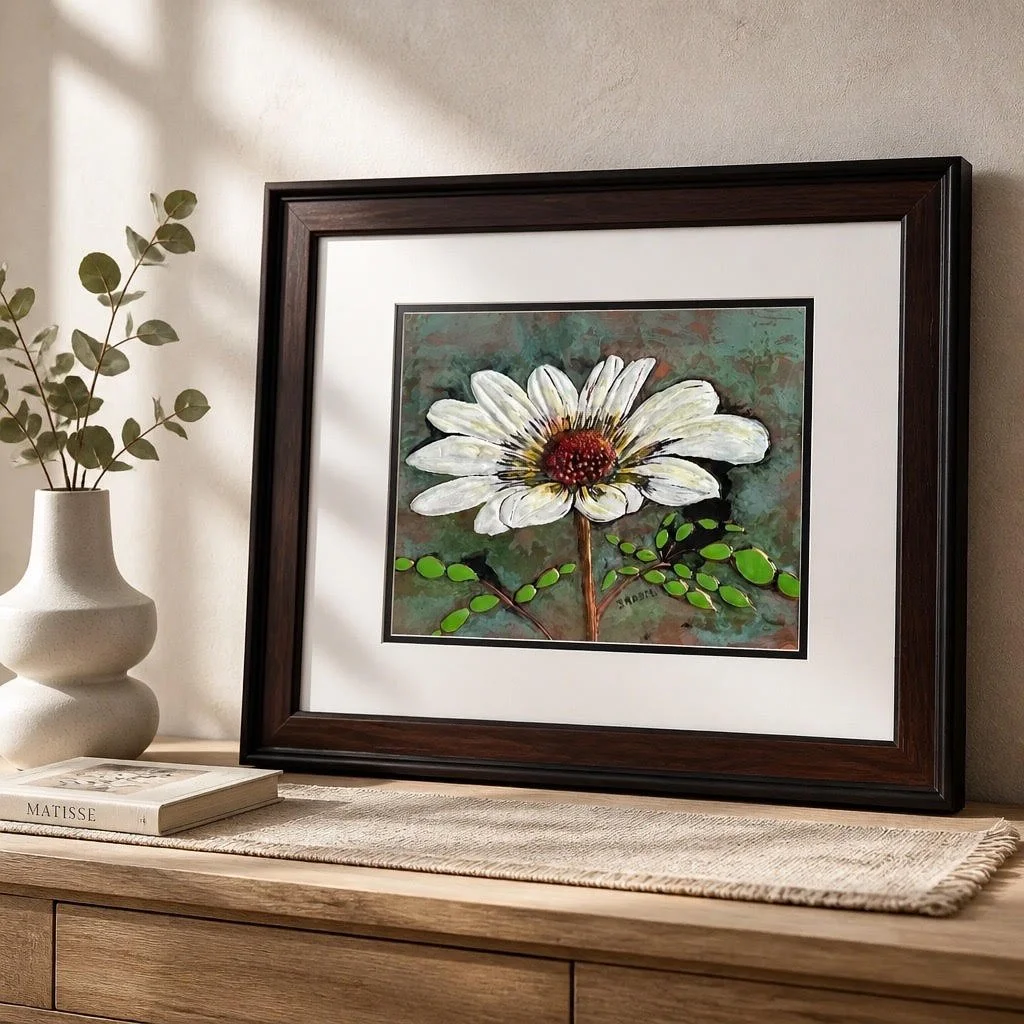 Brave as a Daisy -  Framed and Matted Copper Works