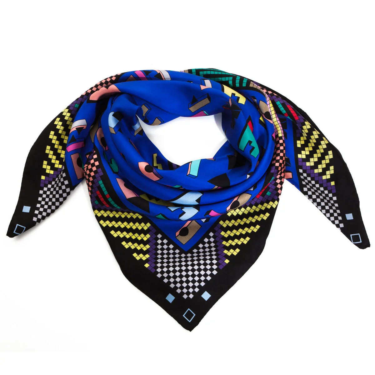 Silk Foulard Mandala Blue