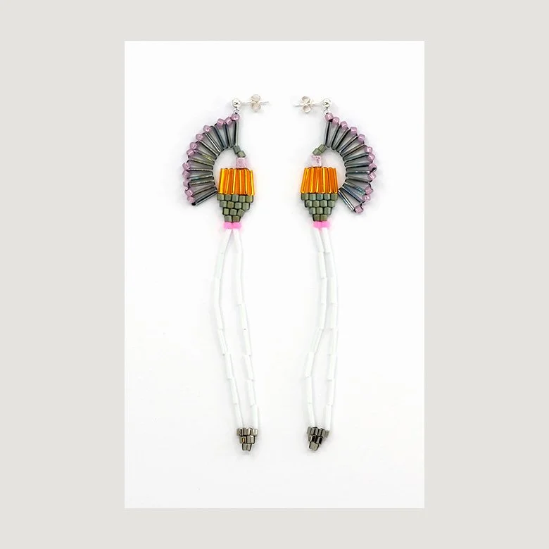Earrings Wings White Silver
