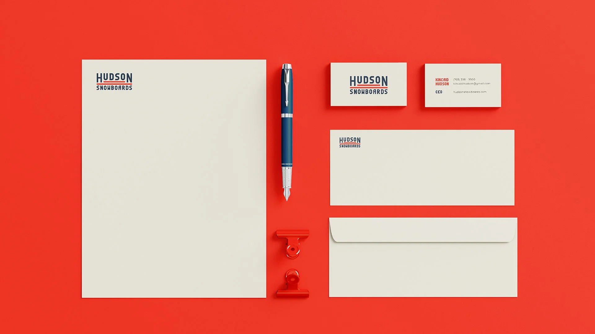 Teague Anderson / Hudson Snowboards Business Stationery / Brand Identity / designbyteague.com