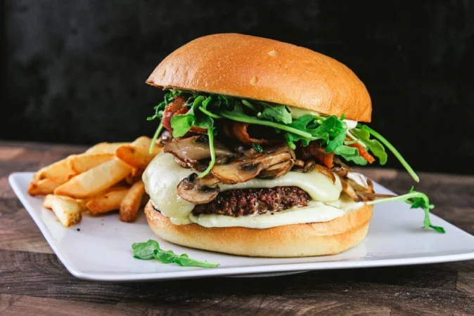Mushroom Swiss Burger with Truffle Mayo