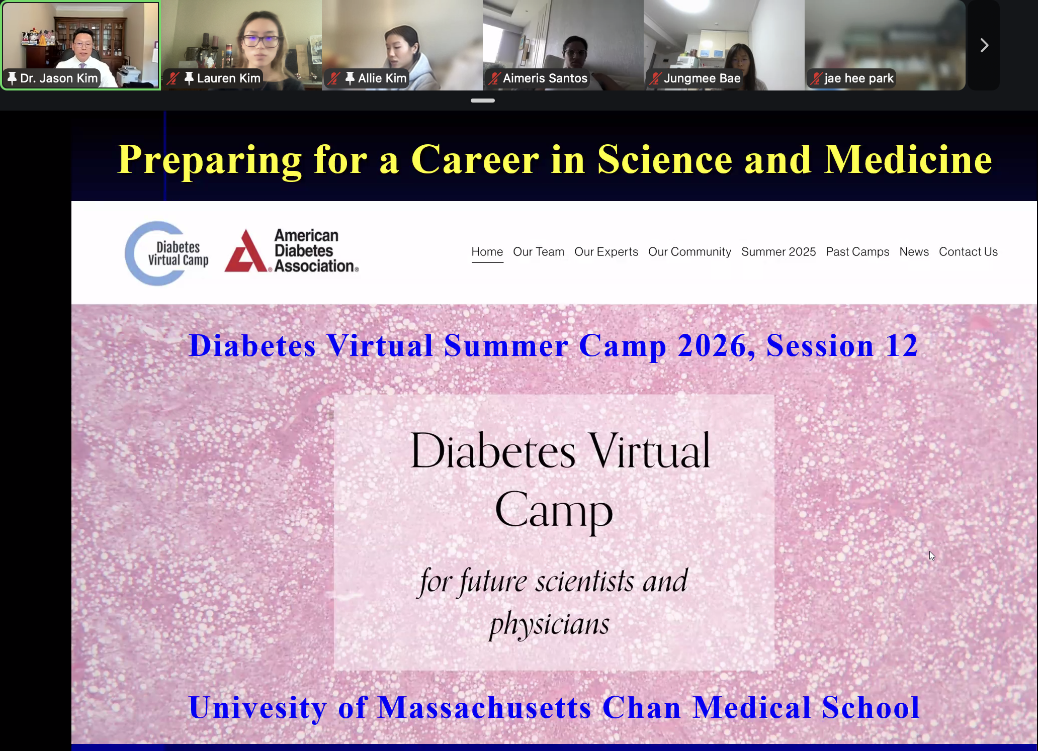 Session 2:  Opening Session &amp; Introduction to Diabetes by Lauren, Allison, and Dr. Jason Kim (University of Massachusetts Medical School)