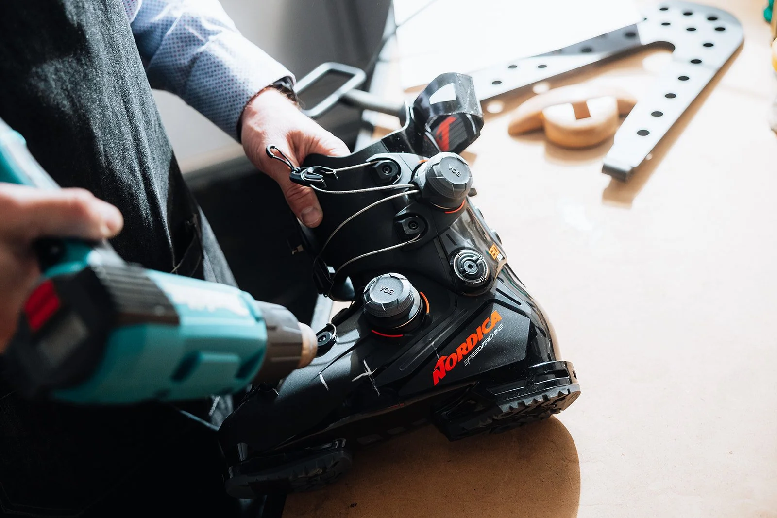 heat gun on ski boot modification