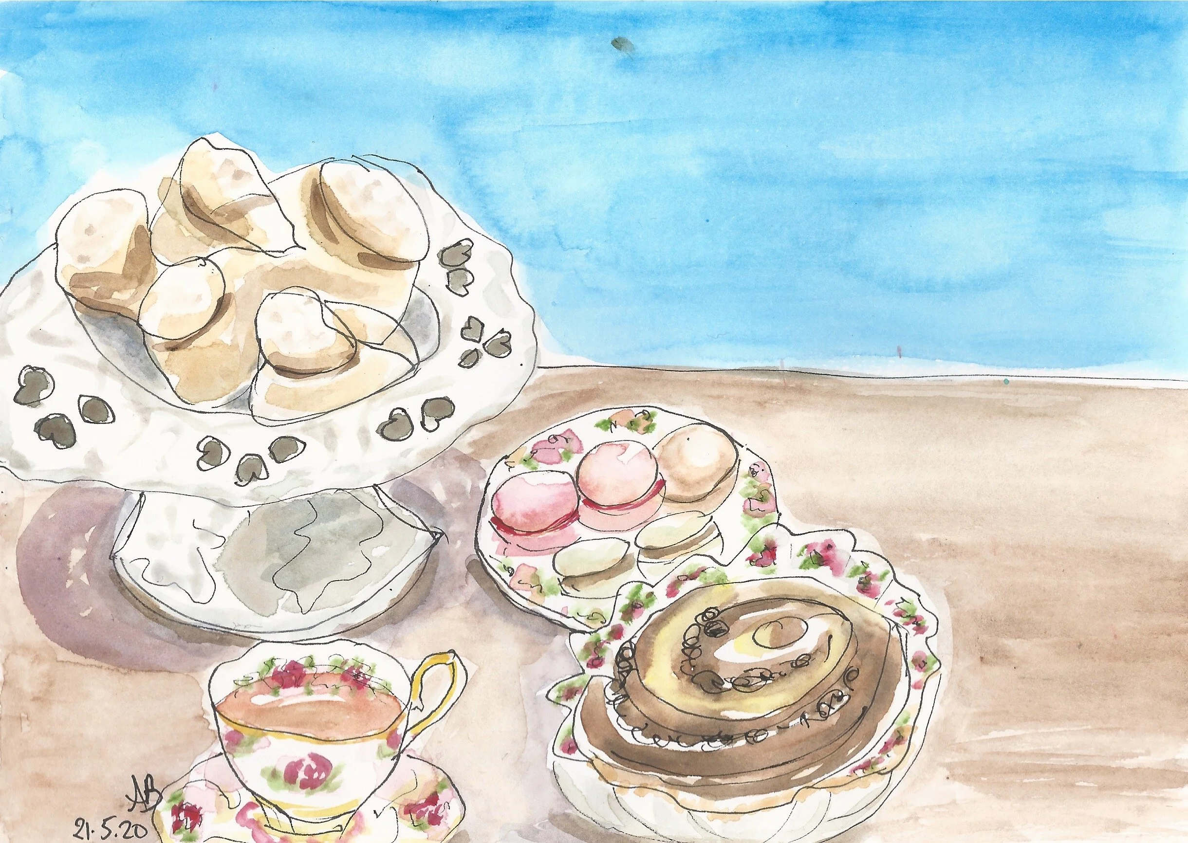 afternoon tea sketch