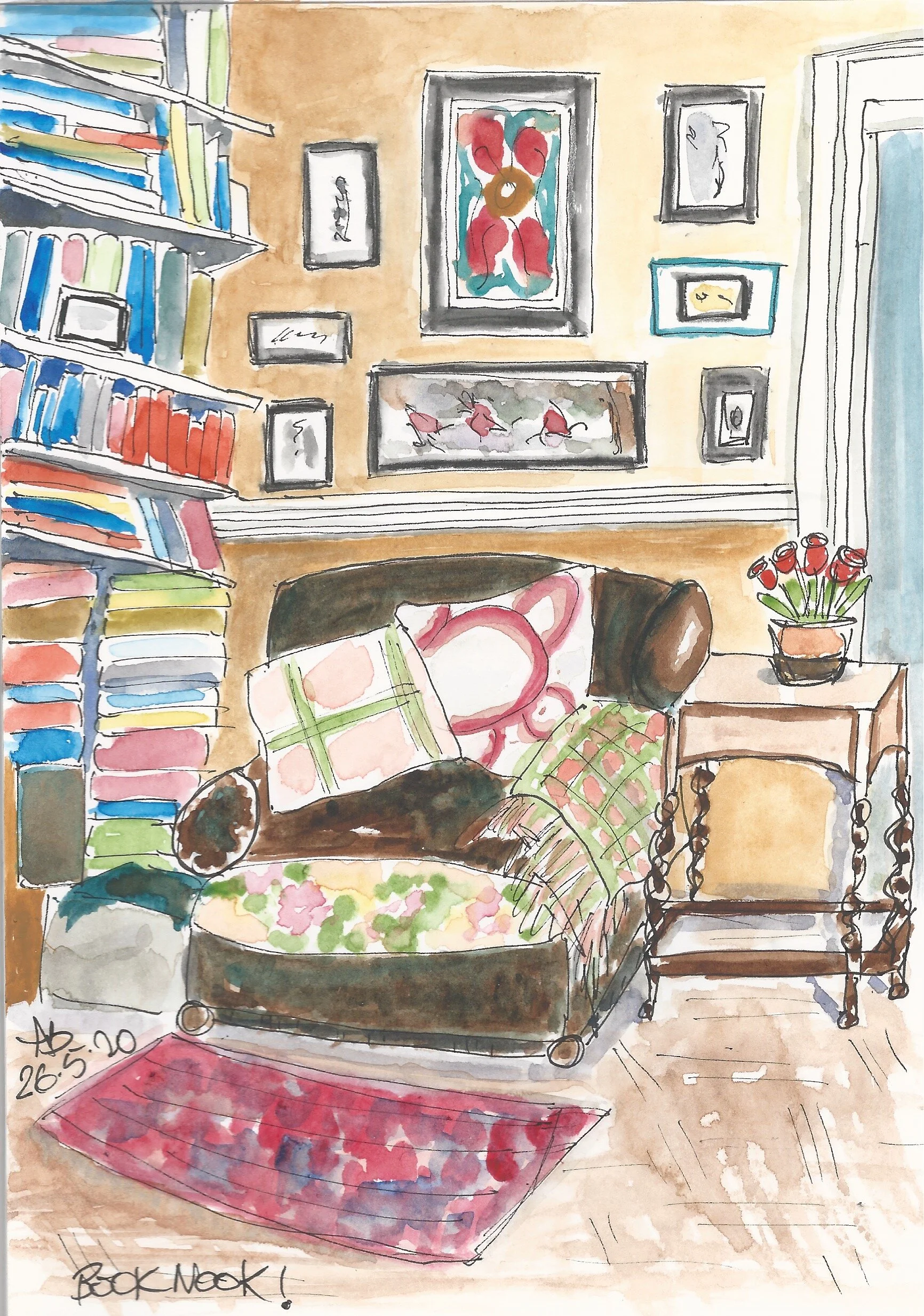 book nook cosy corner sketch
