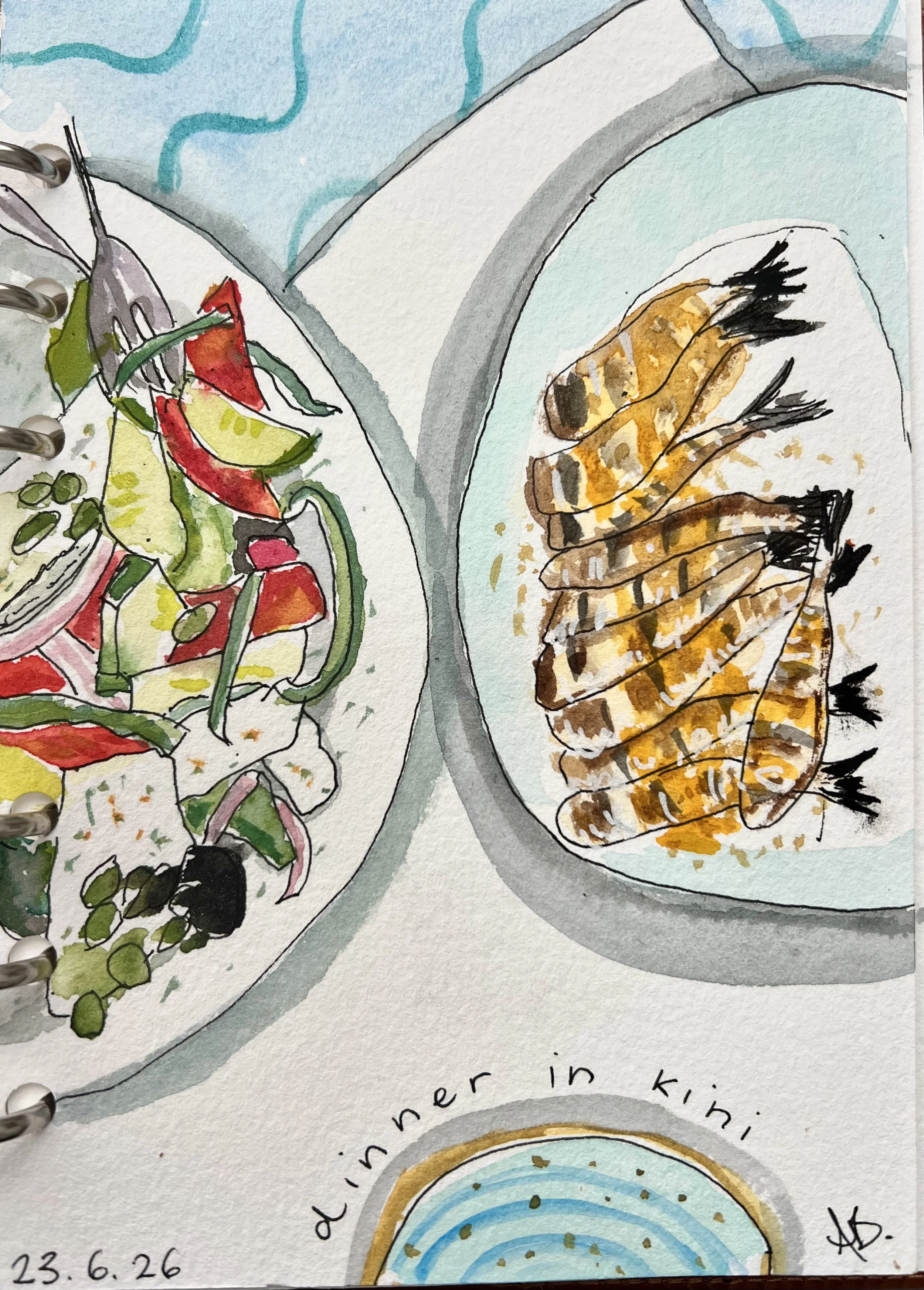 Sketch of Greek food