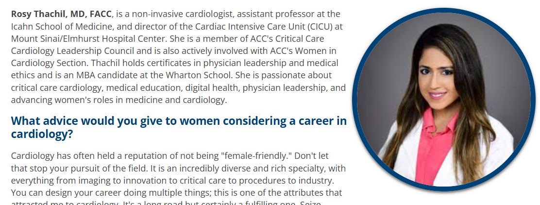 Photograph of Dr. Rosy Thachil, MD, MBA, FACC.