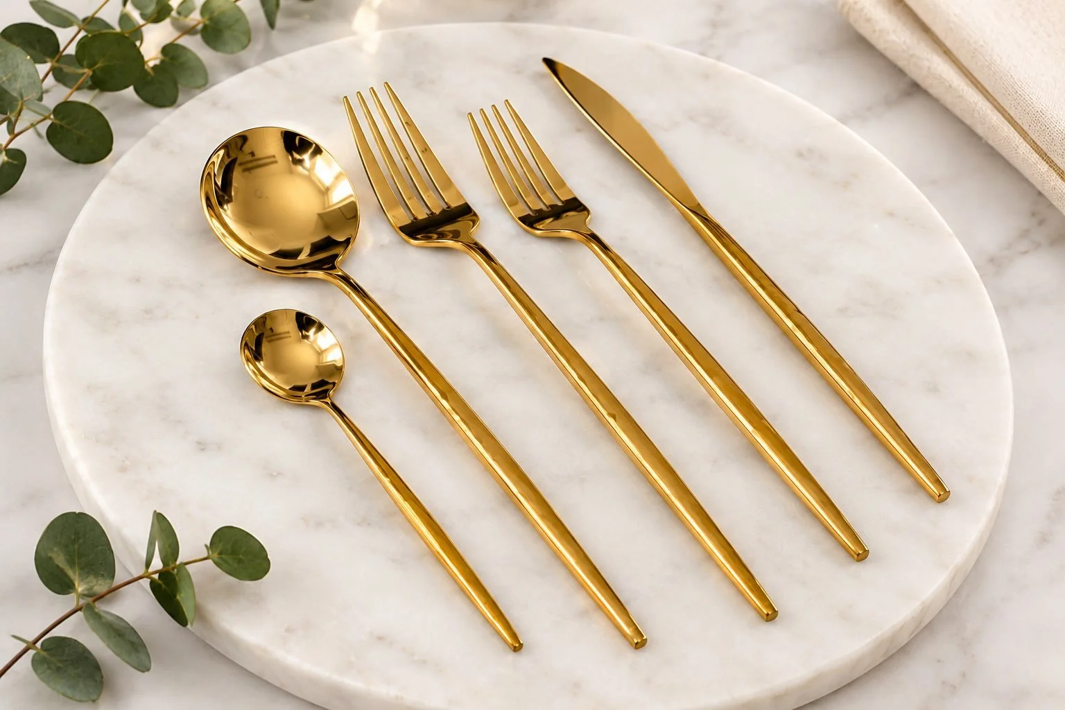 A touch of gold, a statement of elegance. ✨ 
GENOA Mirror Gold Flatware brings a radiant finish and refined elegance to your table, turning everyday moments into something extraordinary.

#ElevatedLiving #TablescapeInspiration #LuxuryTableware #Dinne