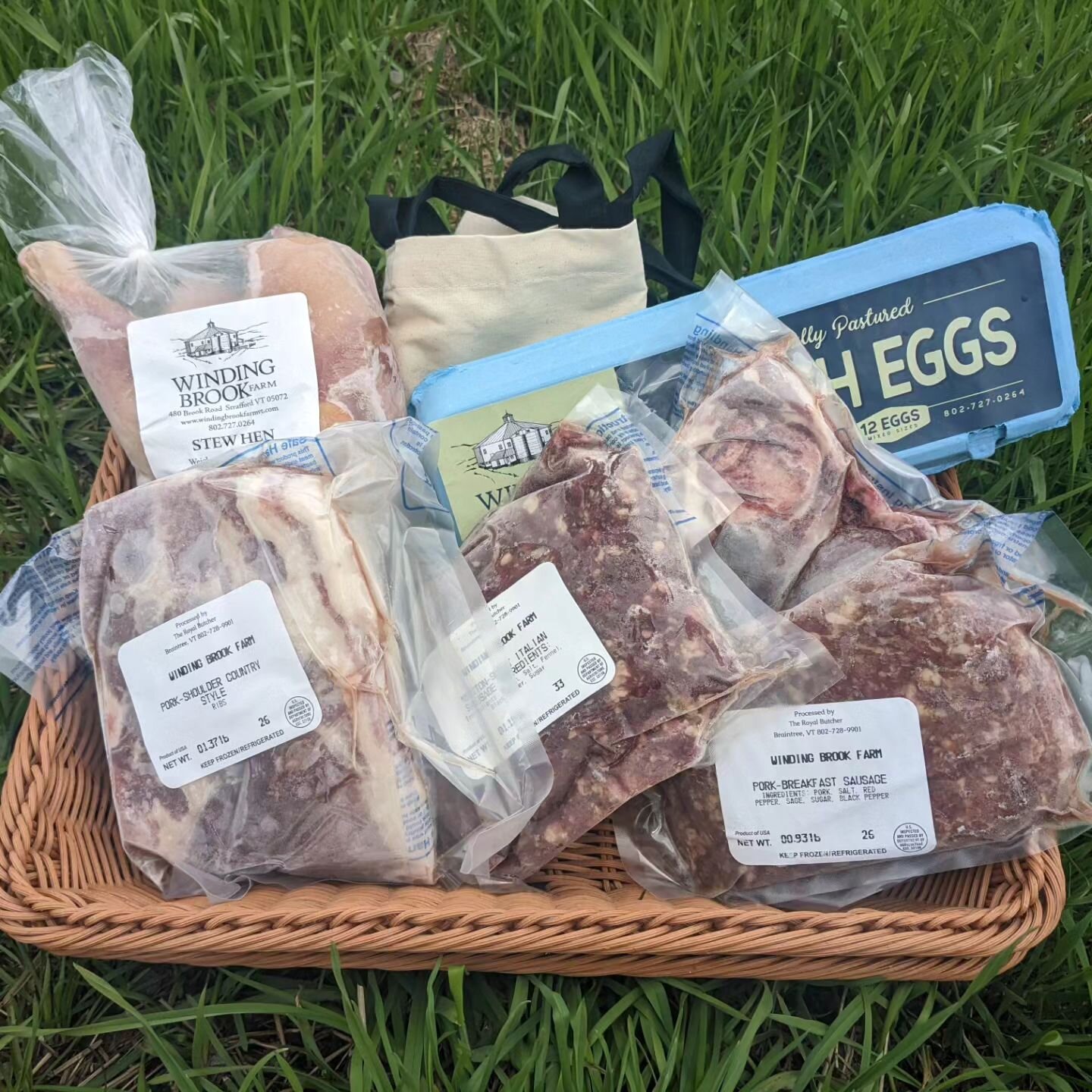 Now offering weekly specials!💥

This week's special includes: 
Retail value of $74 for $60!

- pork breakfast sausage

- country style pork ribs

- mutton sweet sausage

- lamb shoulder chops&nbsp;

- stew hen

- dozen eggs

Free Winding Brook Farm 