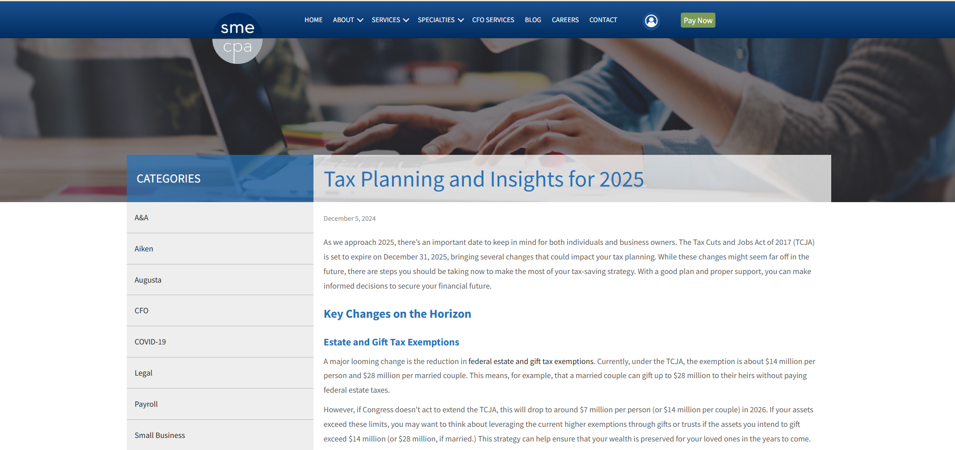 Work Sample: Compliance (Tax Changes)