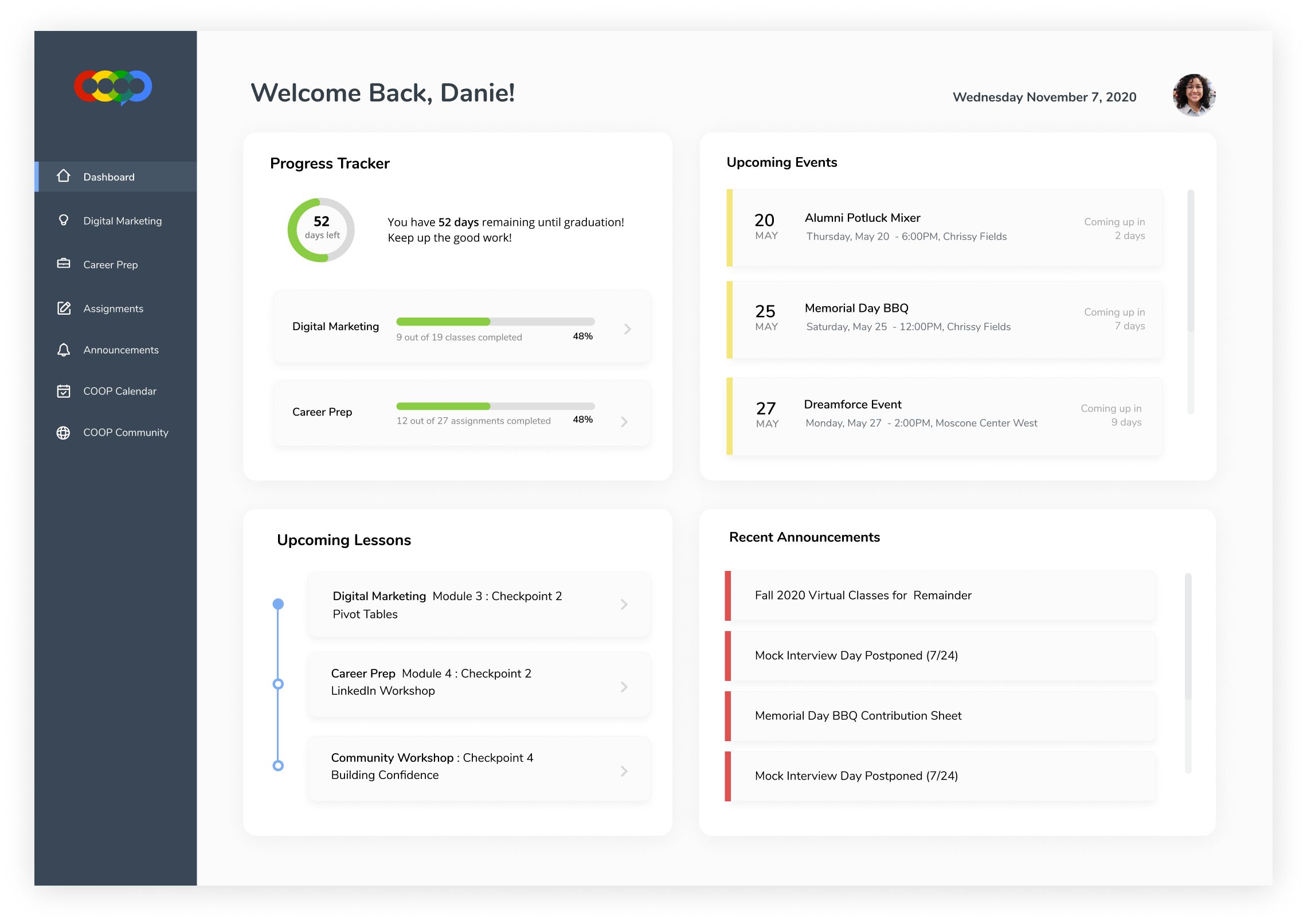 Dashboard Home Page