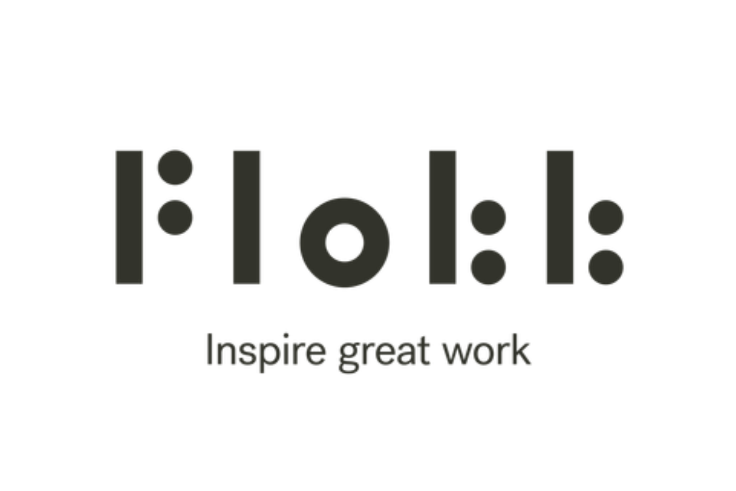 Logo mit Zahnrädern und den Worten 'Inspire great work' darunter, schwarz auf schwarzem Hintergrund.