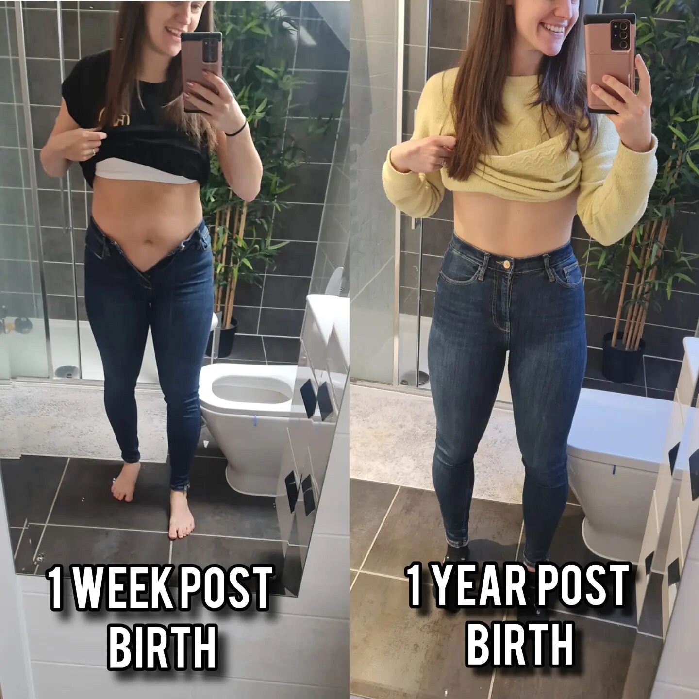 Reflecting on my postpartum journey, I couldn't fathom squeezing into these jeans just a week after giving birth. The doubt lingered &ndash; would I ever fit into my old clothes again? Fast forward a year, and here we are! No crazy fitness plans, no 