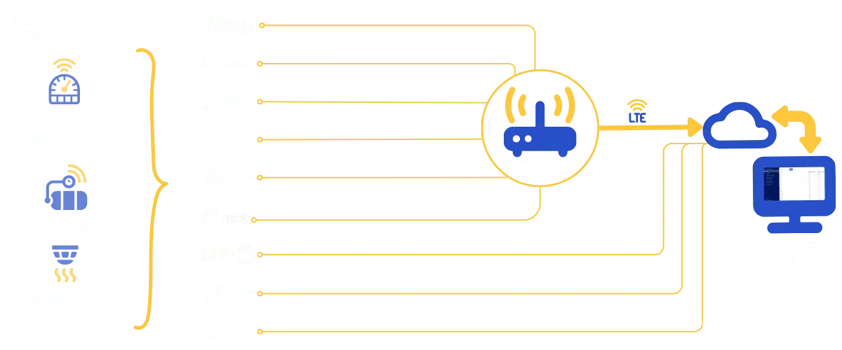 Übertragungstechniken über das baeren.io Gateway oder direkt in die baeren.io Metering-Cloud & -Portal