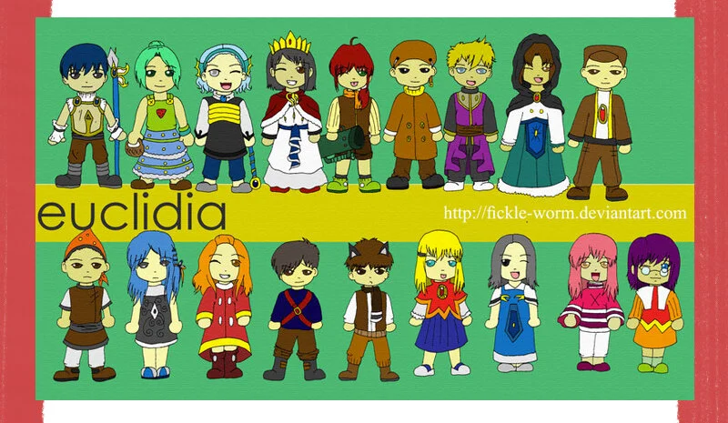These chibi characters are some of my classmates and I during our third year. I loved drawing my classmates a lot! Sometimes, they would ask me to draw something for them as well.