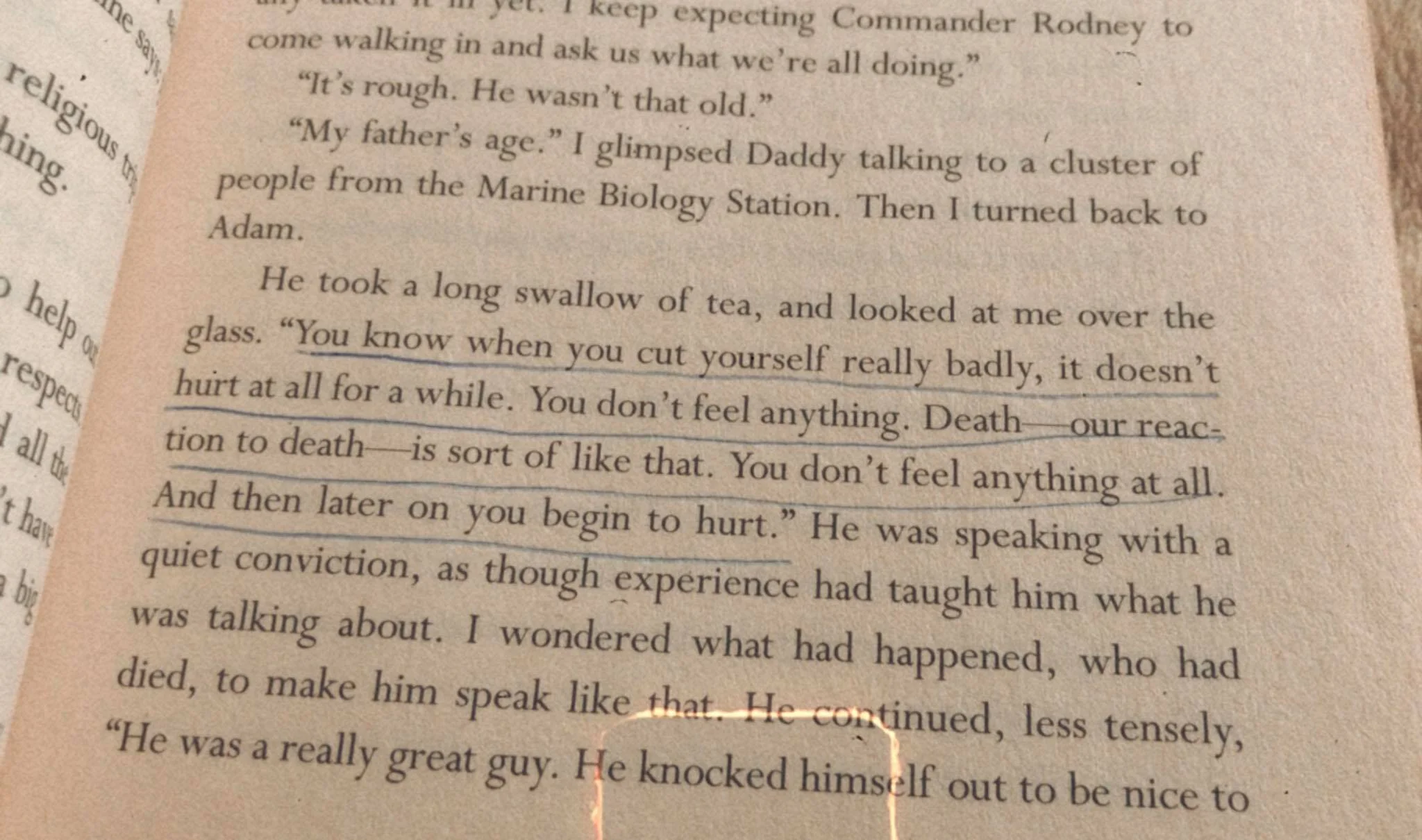 Death is one of the themes of this book. I’m rereading it at this time for consolation… I think about life and death a lot, actually. There’s a quote I like from way before—I do not know who said, but it goes like this: “Life is precious, because there is death.” So I try to express my love more to those around me… I say I love you to my parents every single day, never missing a beat. I try to check in on friends when I’m emotionally and mentally okay. I often wonder why we leave the most important things out to say to people in eulogies, when they wouldn’t be able to hear them anymore. Life is just too short for words left unsaid and for kind deeds left undone.