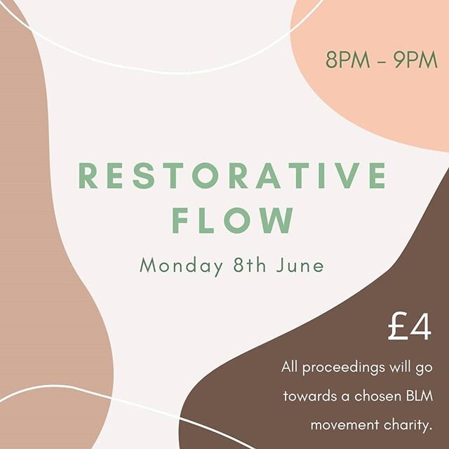 On Monday evening at 8pm I will be leading a gentle yoga class, focussed on slowing down and stretching out, to raise money for charities supporting black lives matter. This class is open to everyone, so let me know if you would like to join #BLM 🙏