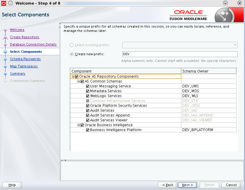 Click OK when prerequisite checks are completed and choose Next. 