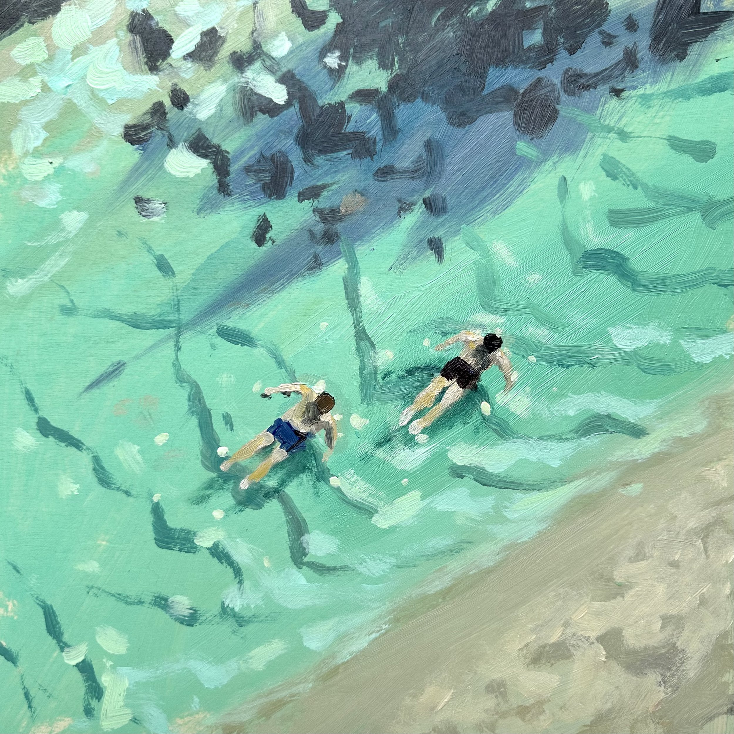 Bathing at les minquires 30cm x 30cm .jpg