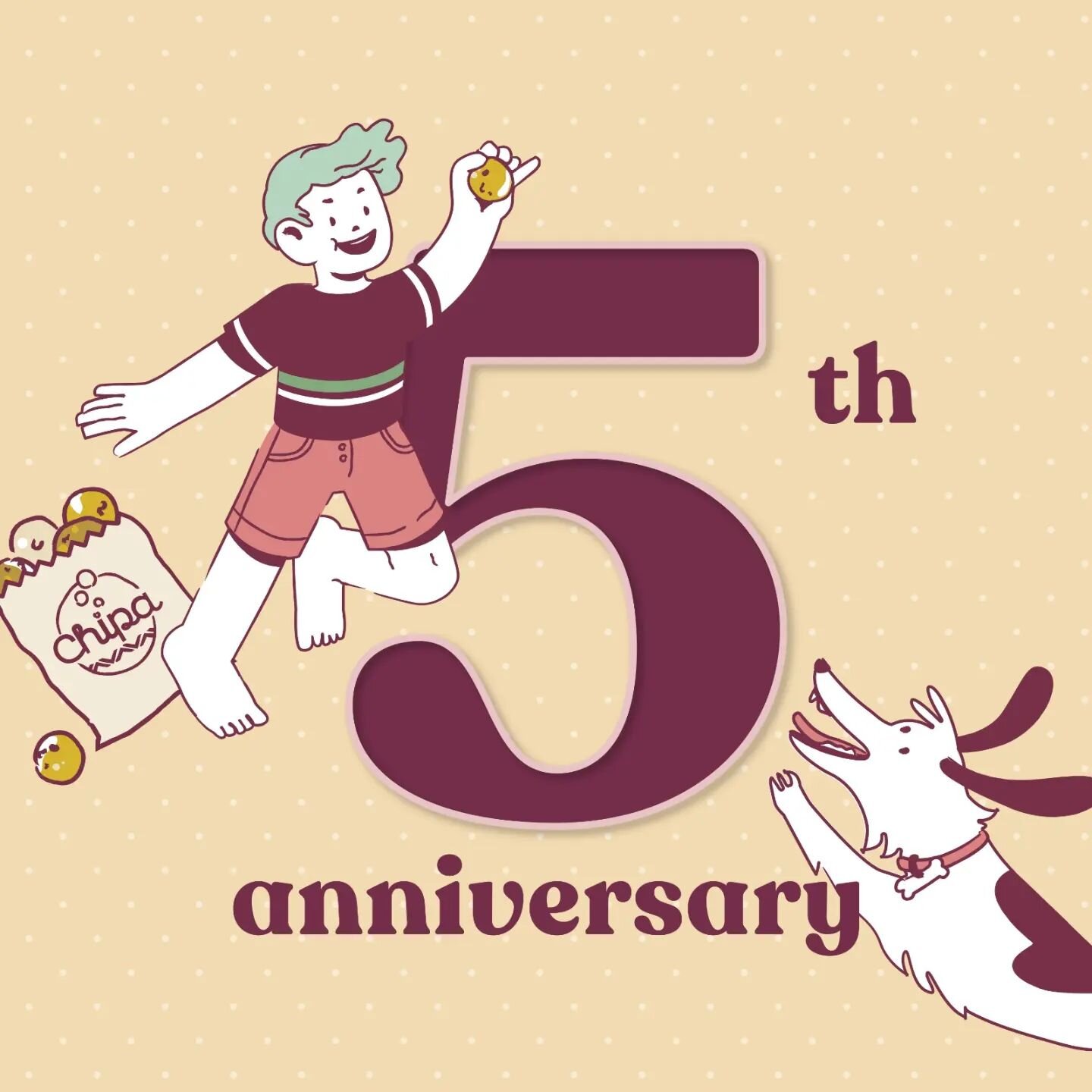 🥳🥳 Today is Chipa's 5th anniversary!  And we want to celebrate with you with a special offer (details below).

We want to thank our customers, partners and friends for spreading the joy of chipas every day since 2017. 🤗🤗

Starting tomorrow 8.8, a