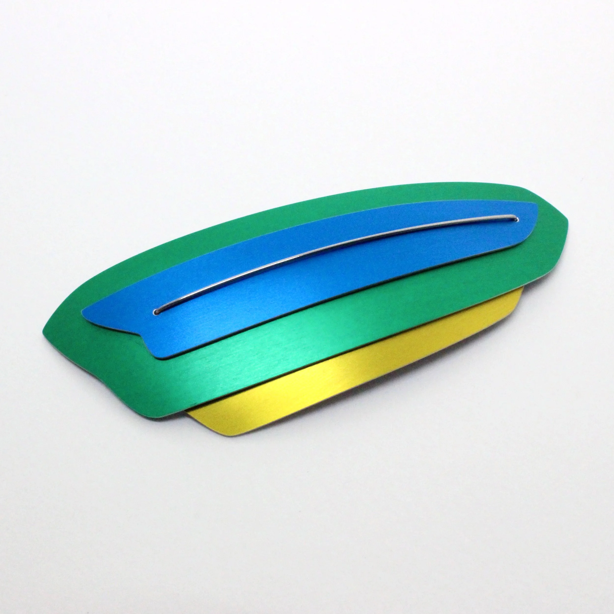 Dash Brooch Large (3 Layer) - blue, green, yellow