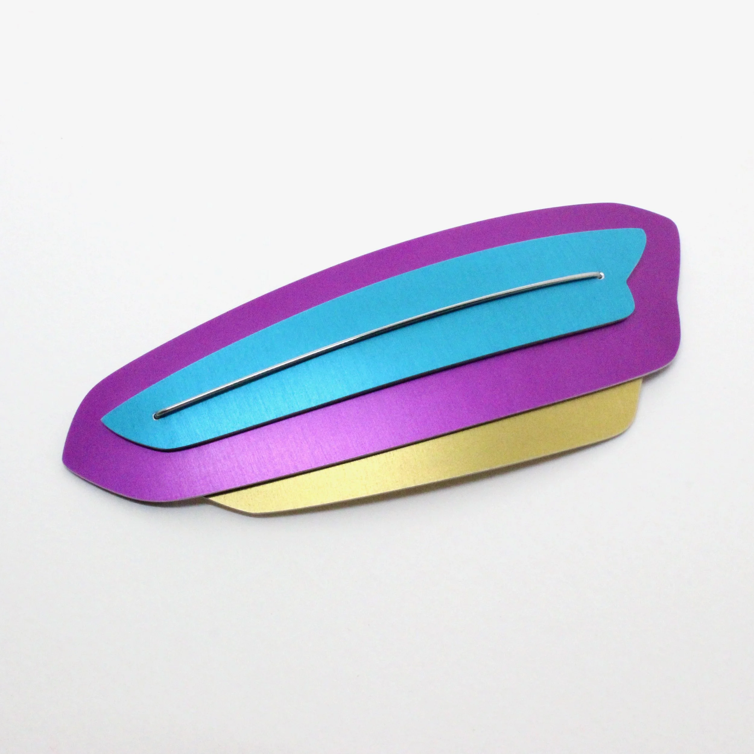Dash Brooch Large (3 Layer) - turquoise, magenta, gold