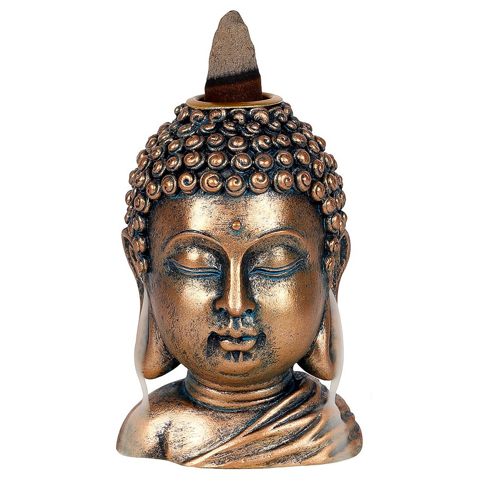 Bronze Buddha Head Backflow Incense Burner