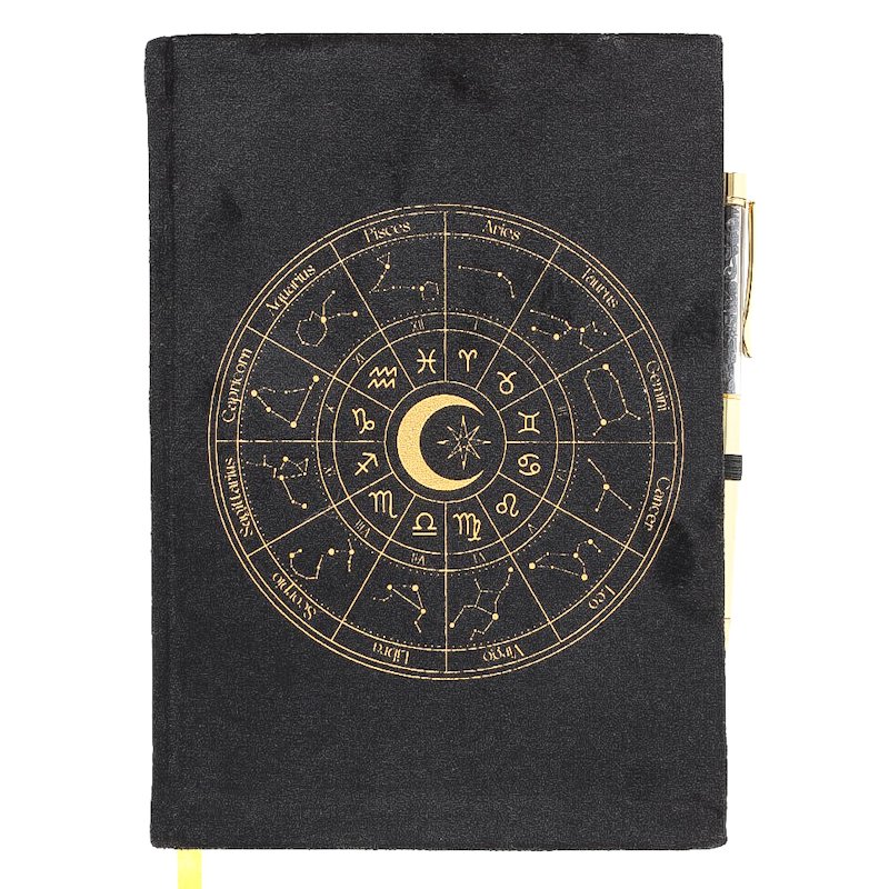 Astrology Wheel Journal with Black Obsidian Pen