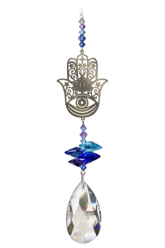 Rainbow Crystal Hamsa Hand Suncatcher