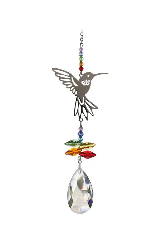 Rainbow Crystal Hummingbird Suncatcher