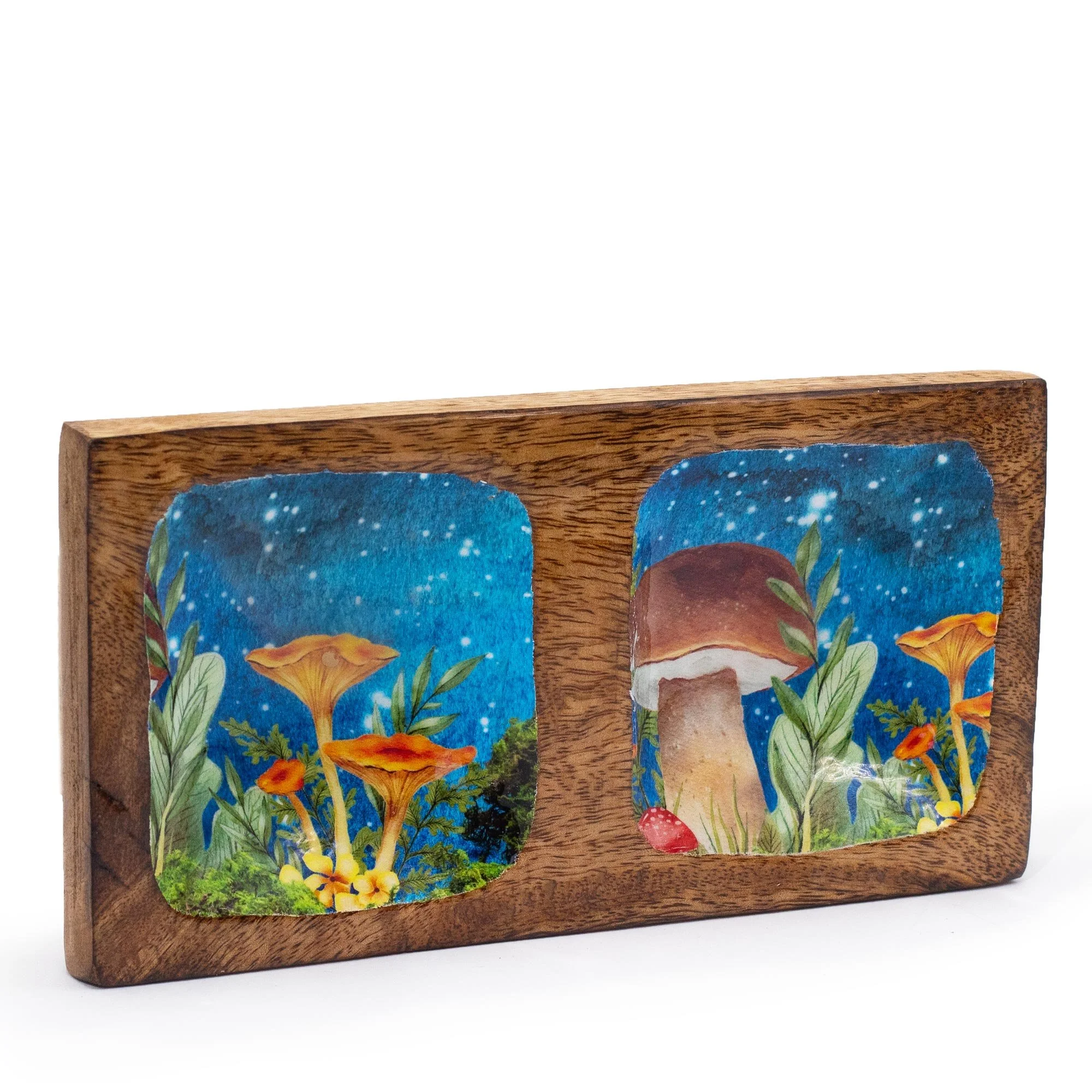 Teal Double Mushroom Trinket Tray
