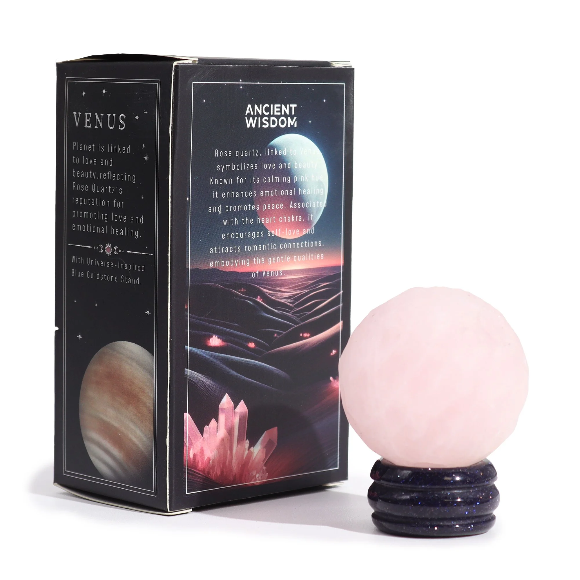 Rose Quartz Gemstone Planet with Stand
