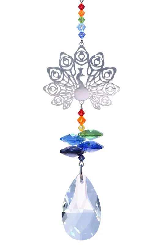 Rainbow Crystal Peacock Suncatcher
