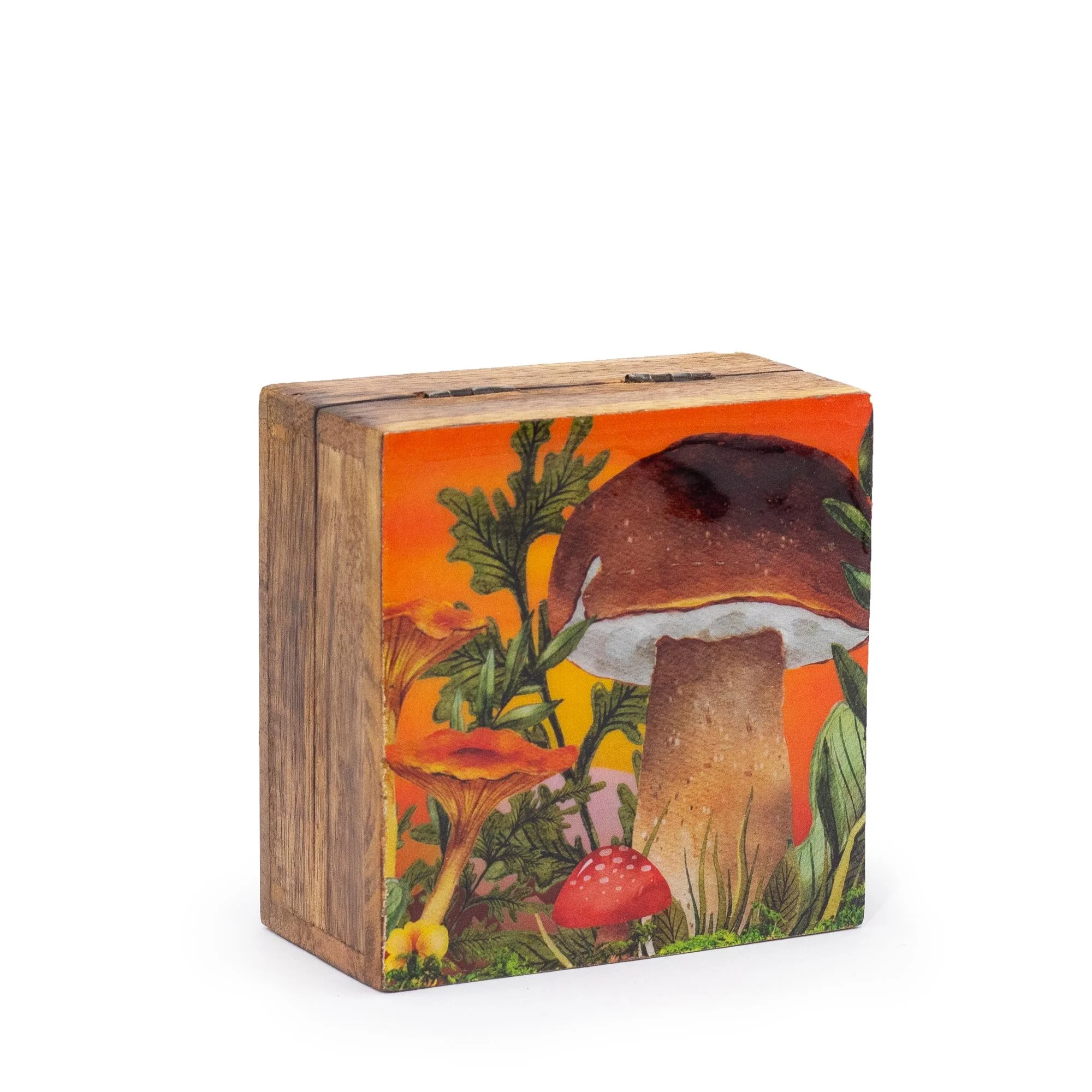 Orange Enameled Mushroom Box