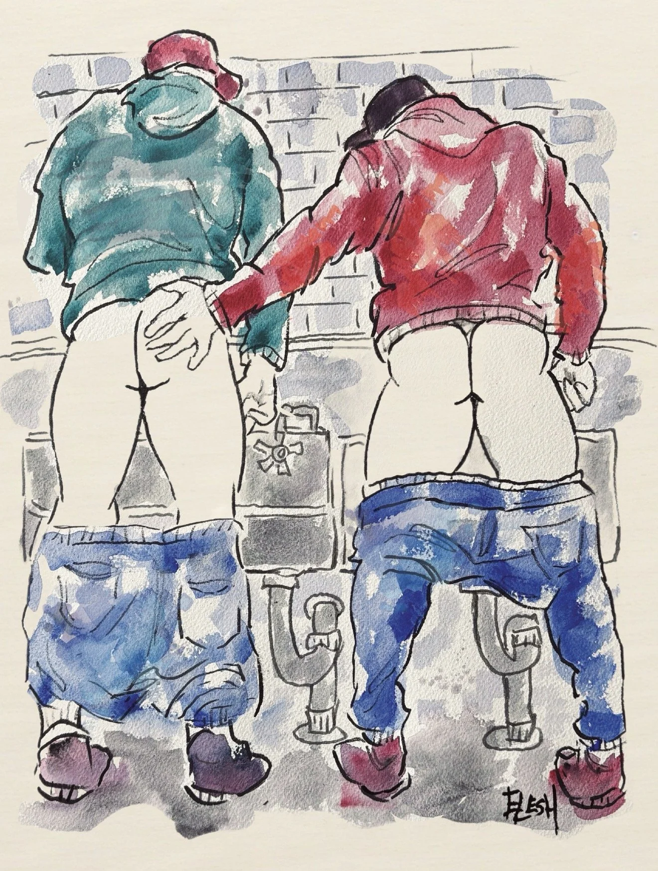 Buds at the trough (print)