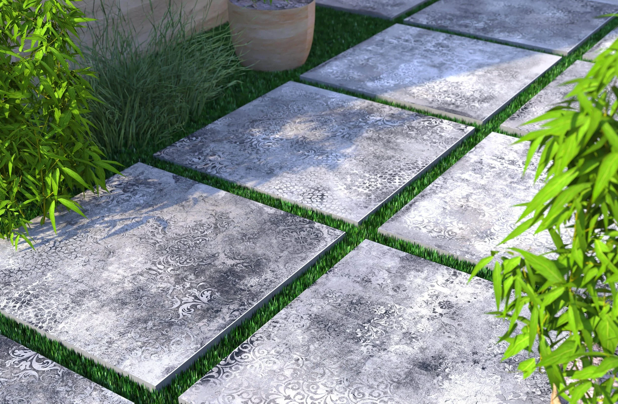 Tegels van keramiek in natuursteenlook