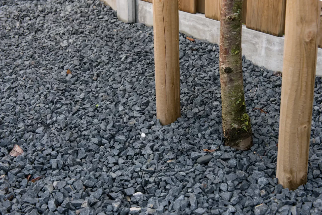 Strakke voortuin met grind