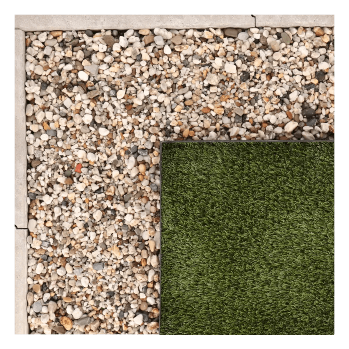 Tuin met grind en kunstgras