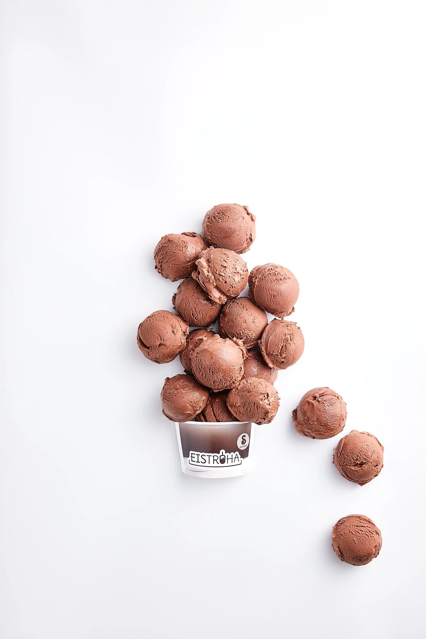 Eistüte mit mehreren Kugeln Schokoladeneis. Fotografiert von Sarah Neuner.