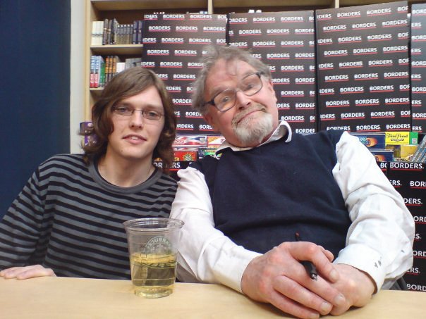 Both Alasdairs at a book launch in Borders Books, Buchanan street.