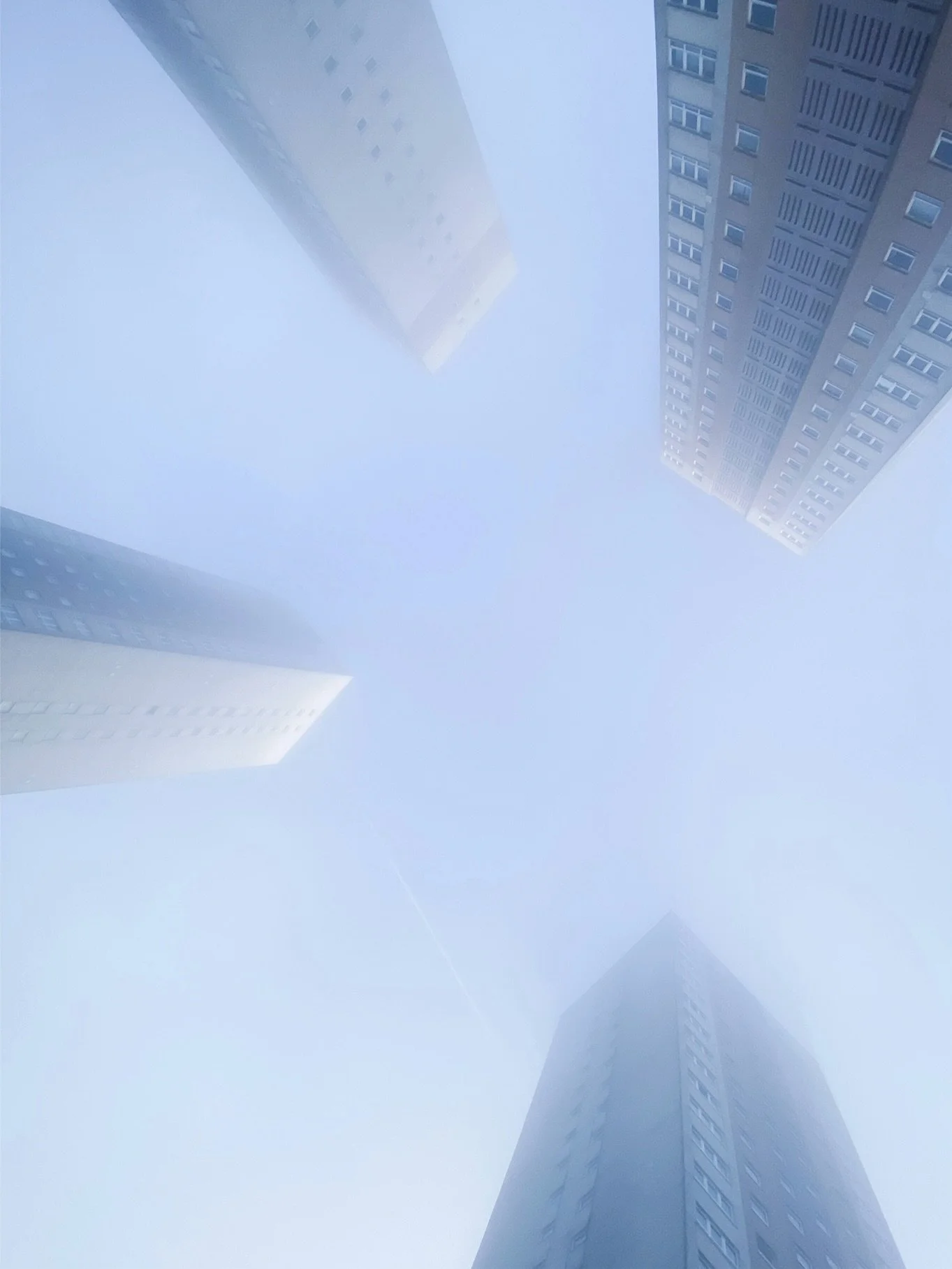 The homes in these high rises in Balgrayhill are the highest points in the city of Glasgow, but when a haar rolls in through the Clyde valley, they disappear into the sky above. 
After the Union street fire, I saw a post from @tenementkitchen reflect