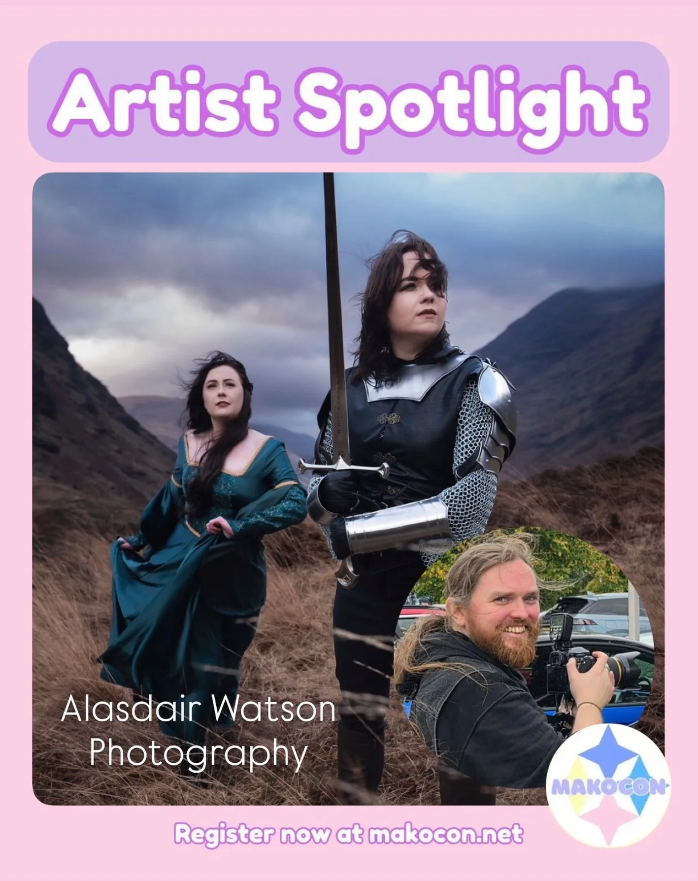📸 I&rsquo;ll be at @makocon_scotland next weekend! Find me capturing events and competitions on the main stage, as well as;
✨I have a very limited number of Timeslots for location shoots in Glasgow&rsquo;s beautiful west end available - message me f