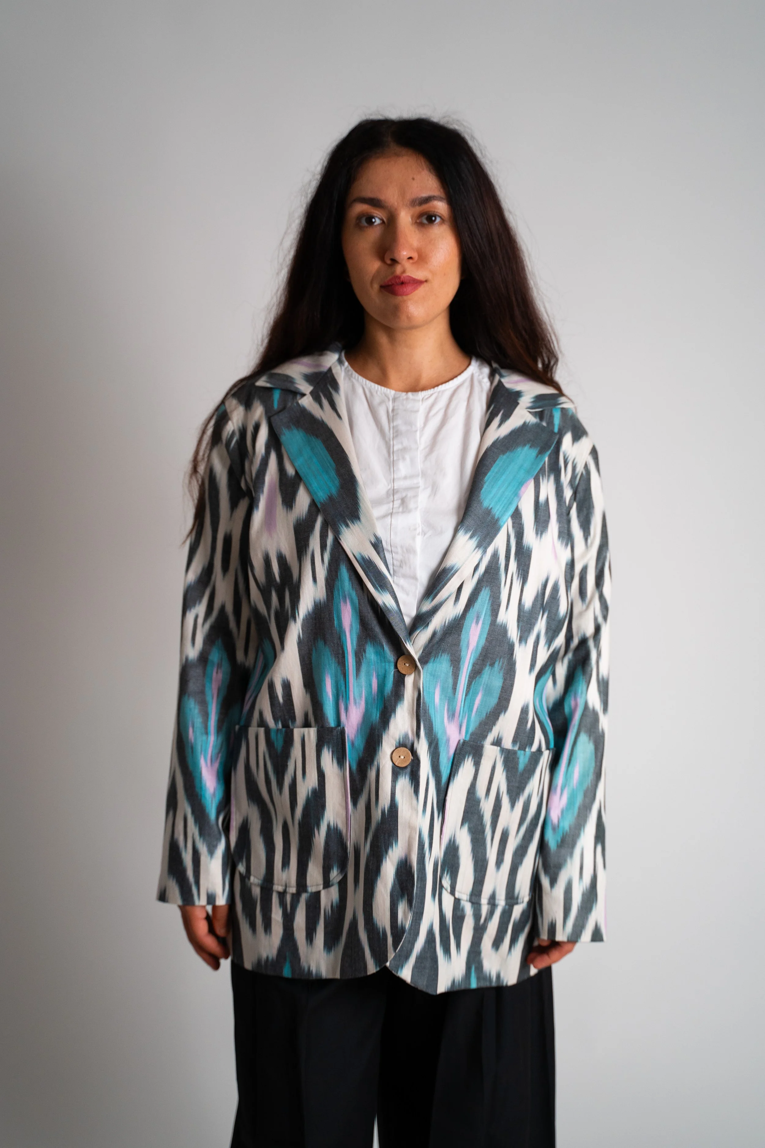 Blazer Ikat Baumwolle grün handgewebt_q.jpg