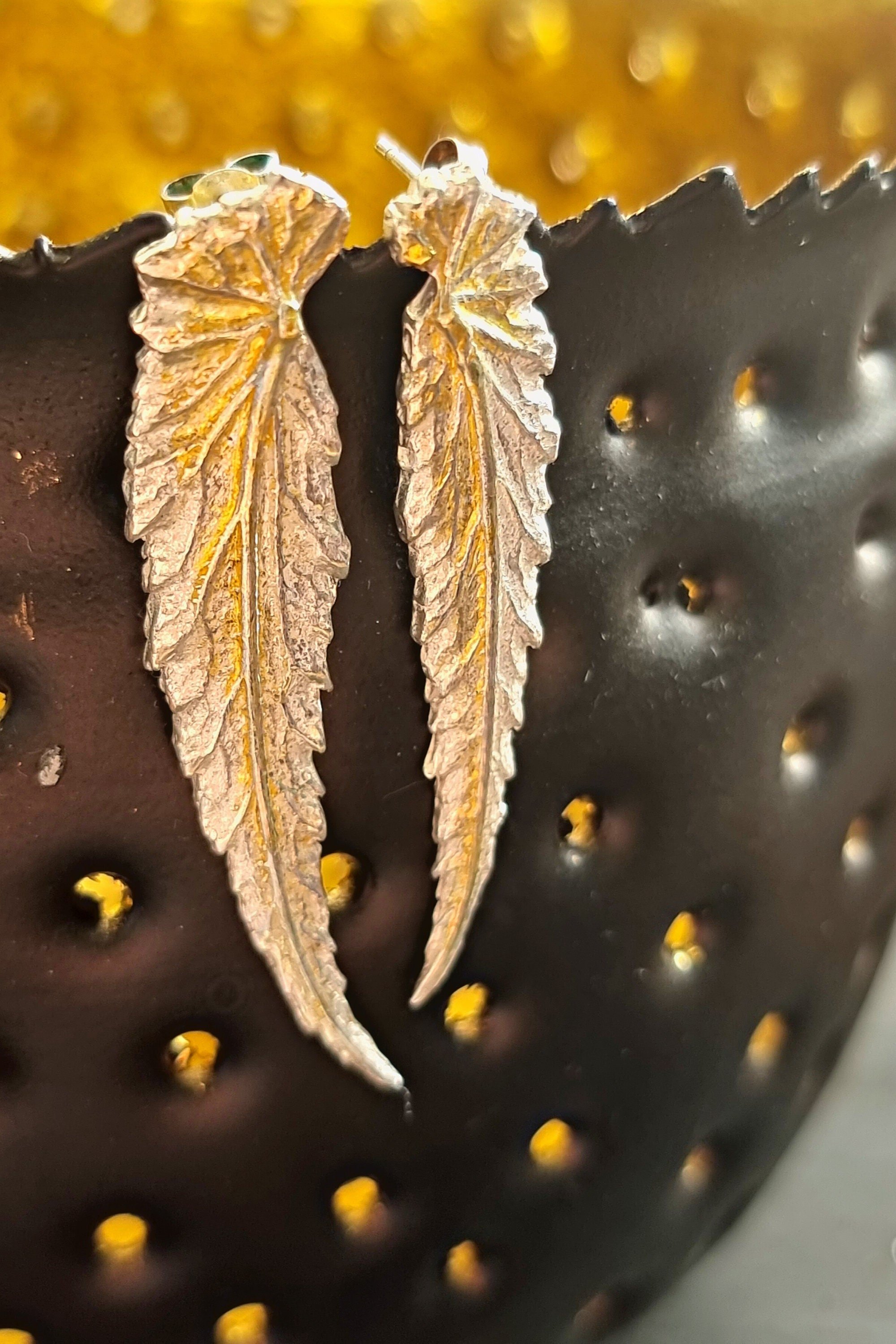 Silver and Gold Begonia Leaf Earrings